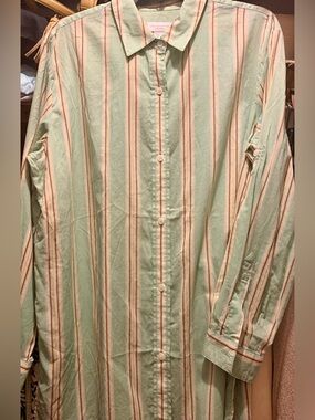 Vintage Lizwear Dress Shirt, Striped, Cotton, Large
